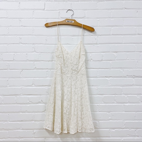 Zara Dresses Zara Trafaluc Cream Spaghetti Strap Open Back Lace